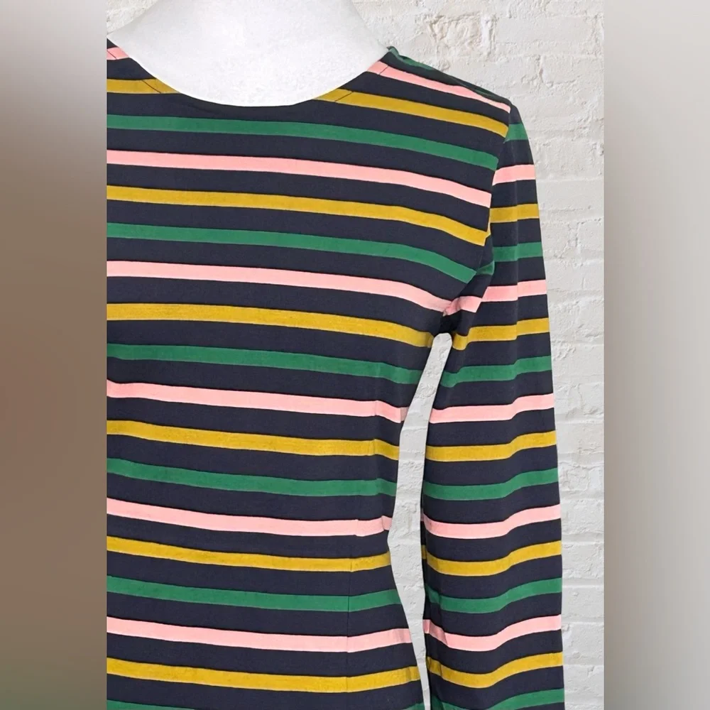 J.CREW Long Sleeve Multicolor striped Midi Dress Sz 8 M Nautical Preppy Spring
